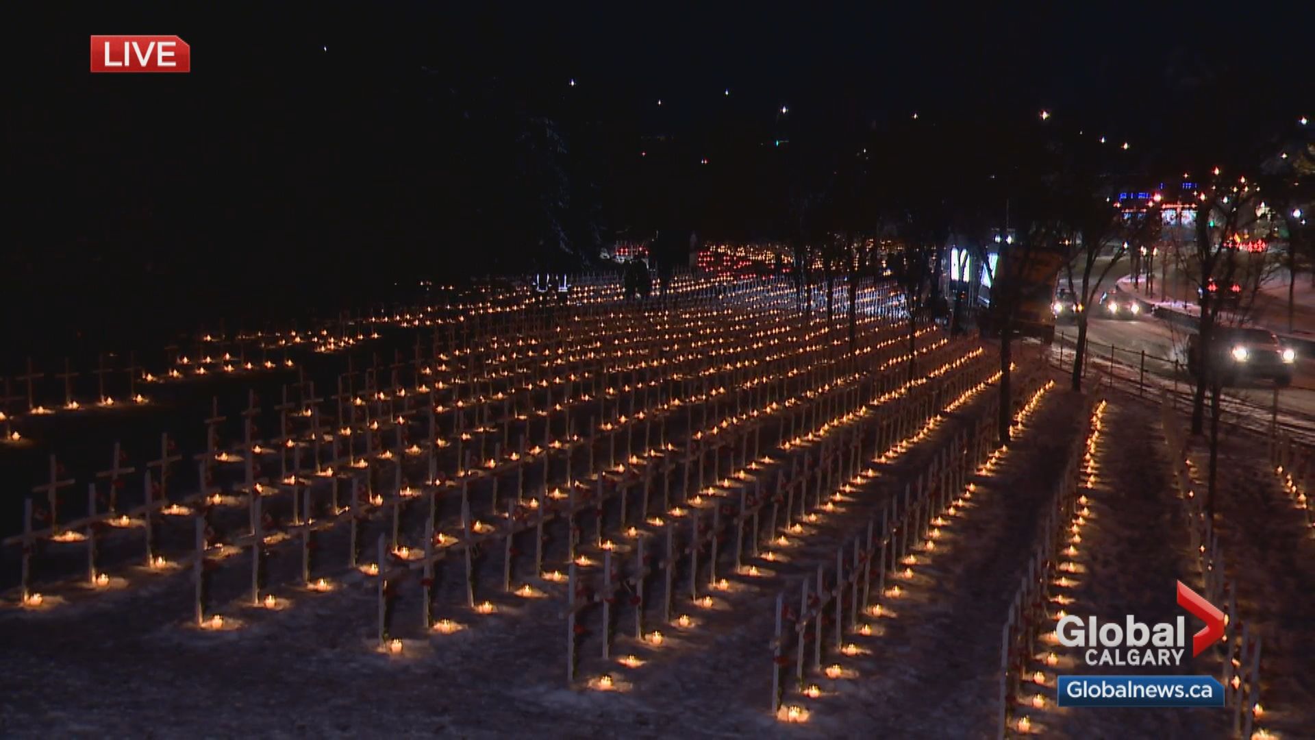 Calgary’s Field of Crosses illuminated by thousands of candles ahead of Remembrance Day
