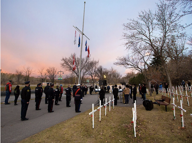 Field of Crosses encouraging Calgarians to adopt a cross ahead of Remembrance Day